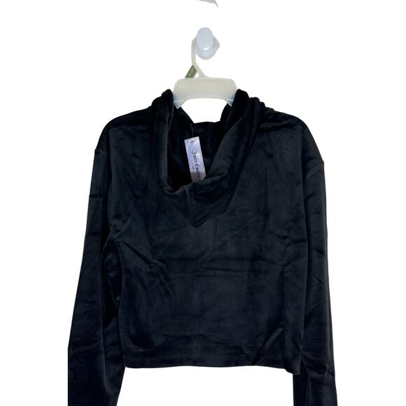 Juicy Couture Luxe Velour Pullover Hoodie Black Large NWT Half-Zip Long Sleeve - Picture 2 of 13